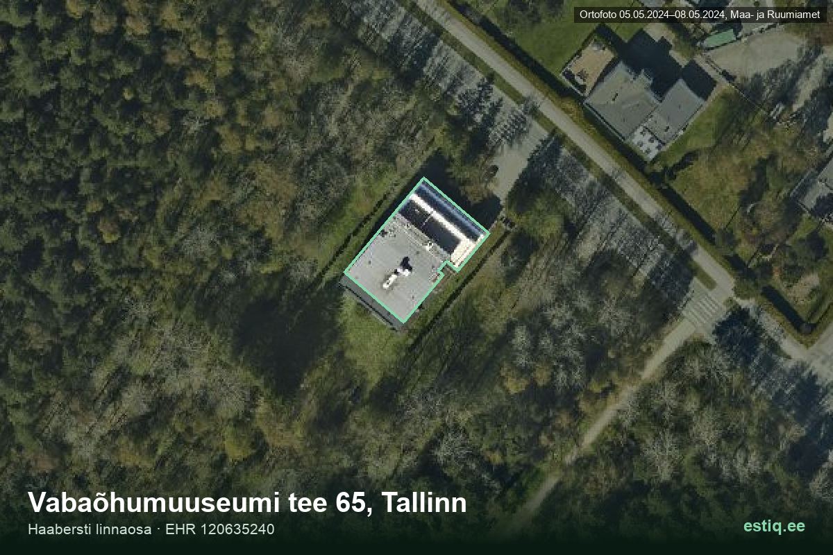 Vabaõhumuuseumi tee 65, Tallinn – аэрофото дома, контур по данным регистра строений (EHR)