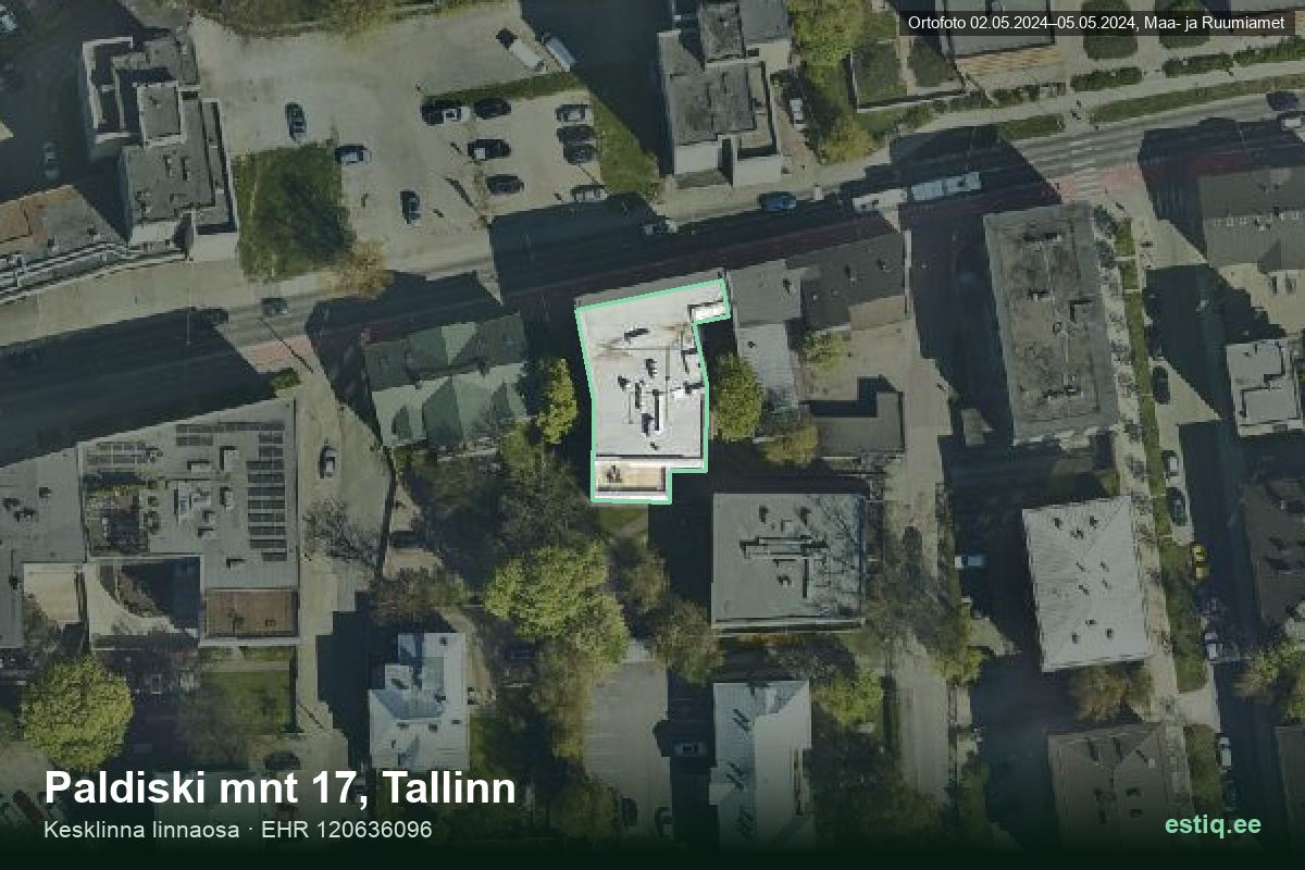 Paldiski mnt 17, Tallinn – aerial photo of the building, outline from the Building Register (EHR)