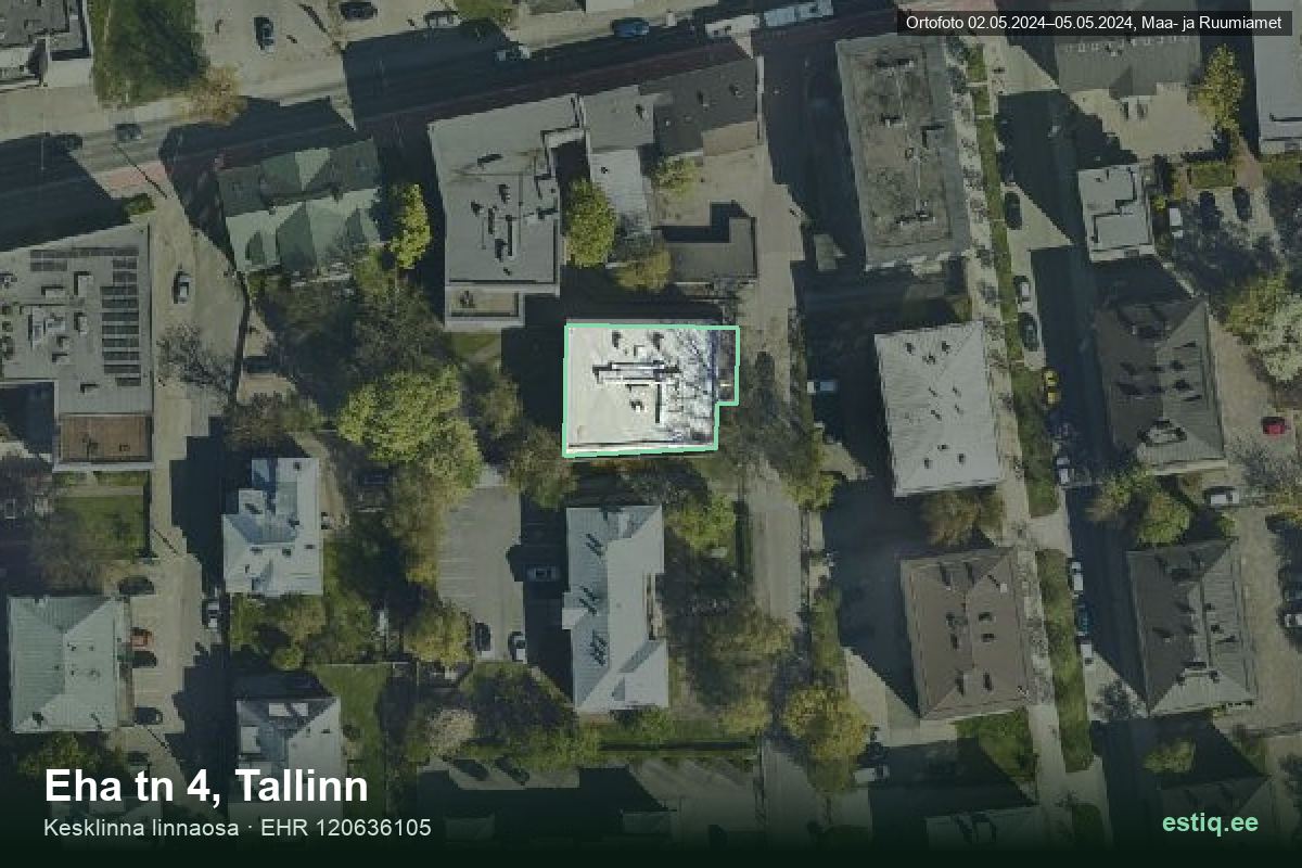 Eha tänav 4, Tallinn – аэрофото дома, контур по данным регистра строений (EHR)