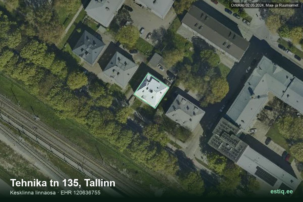 Tehnika tänav 135, Tallinn – ilmakuva rakennuksesta, ääriviiva rakennusrekisteristä (EHR)