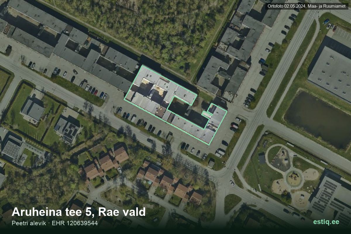 Aruheina tee 5, Rae – hoone aerofoto, kontuur ehitisregistri (EHR) andmetest