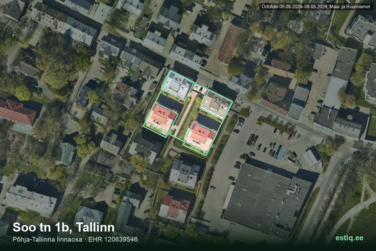 Soo tänav 1b, Tallinn – ilmakuva rakennuksesta, ääriviiva rakennusrekisteristä (EHR)