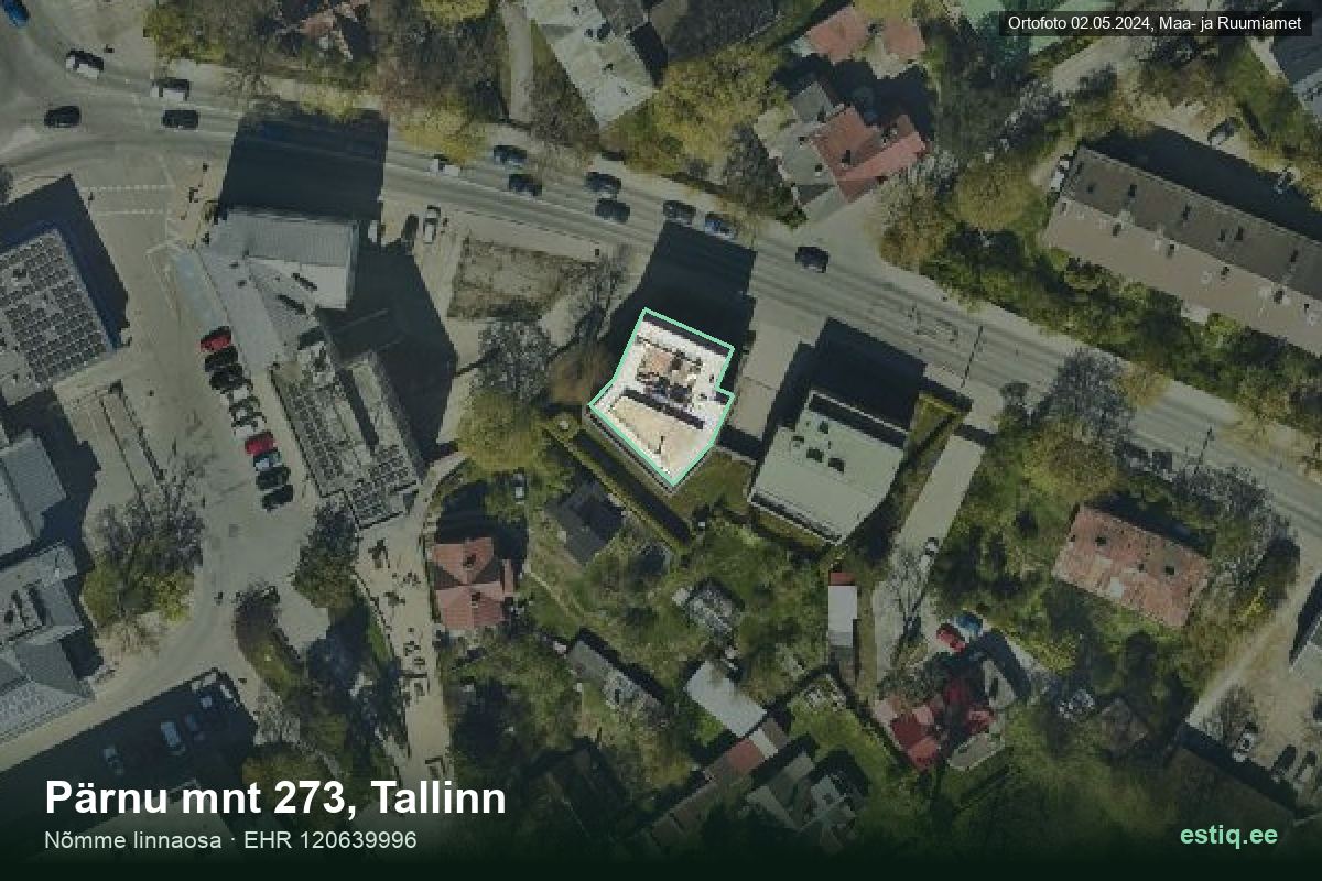 Pärnu mnt 273, Tallinn – ilmakuva rakennuksesta, ääriviiva rakennusrekisteristä (EHR)