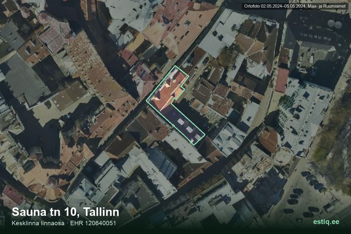 Sauna tänav 10, Tallinn – aerial photo of the building, outline from the Building Register (EHR)