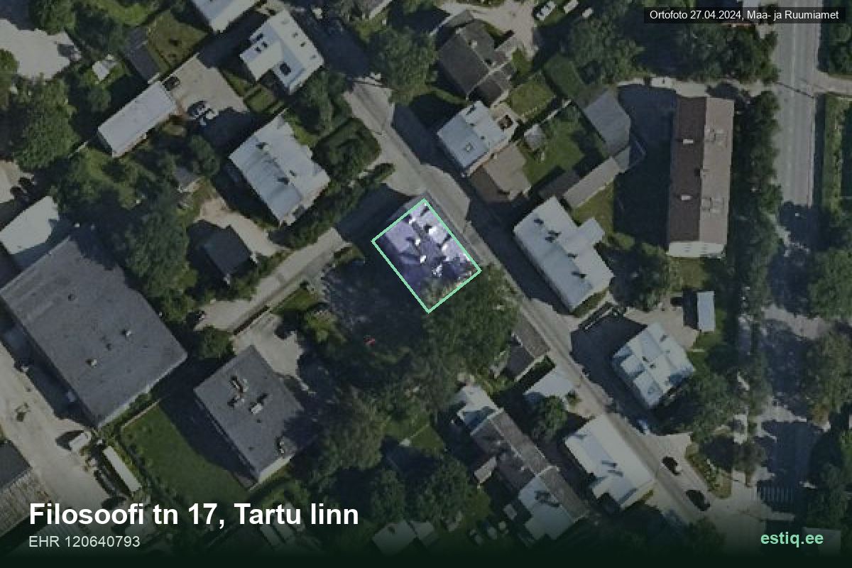 Filosoofi tänav 17, Tartu – hoone aerofoto, kontuur ehitisregistri (EHR) andmetest