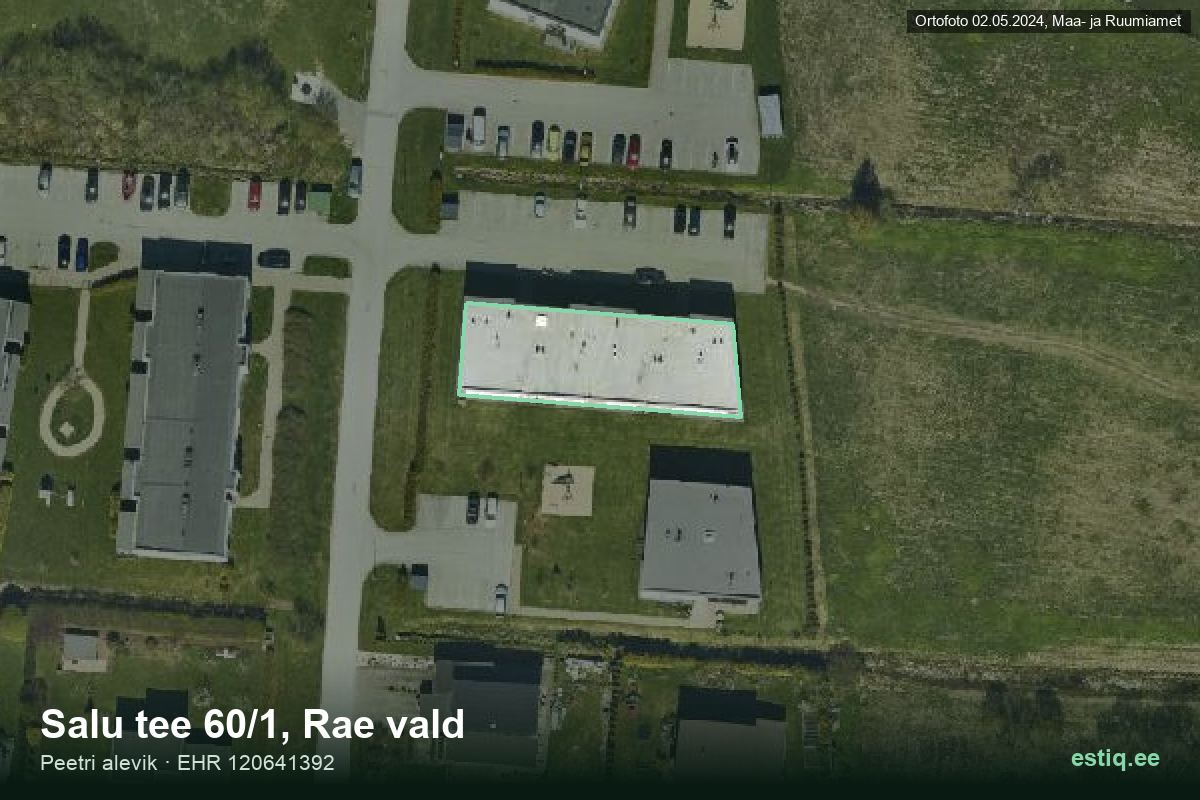 Salu tee 60/1, Rae – hoone aerofoto, kontuur ehitisregistri (EHR) andmetest