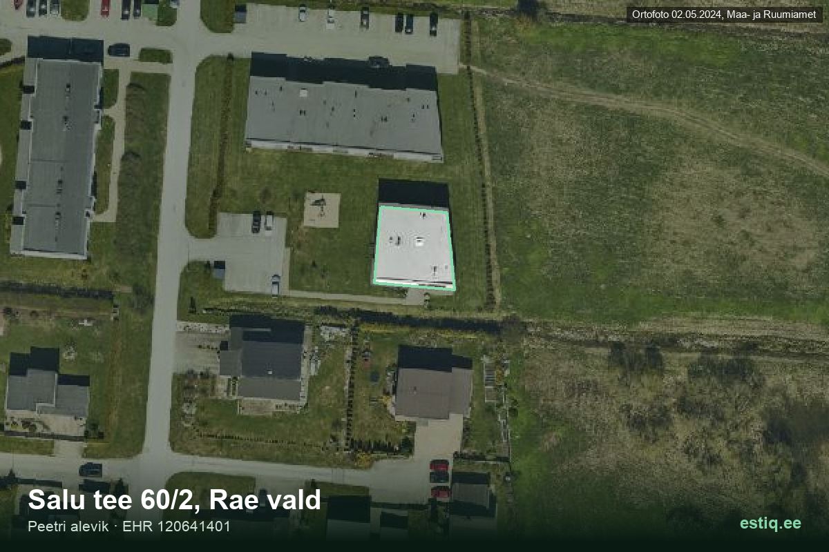 Salu tee 60/2, Rae – aerial photo of the building, outline from the Building Register (EHR)