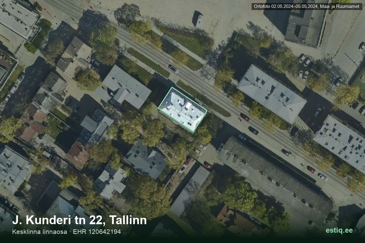 J. Kunderi tänav 22, Tallinn – hoone aerofoto, kontuur ehitisregistri (EHR) andmetest