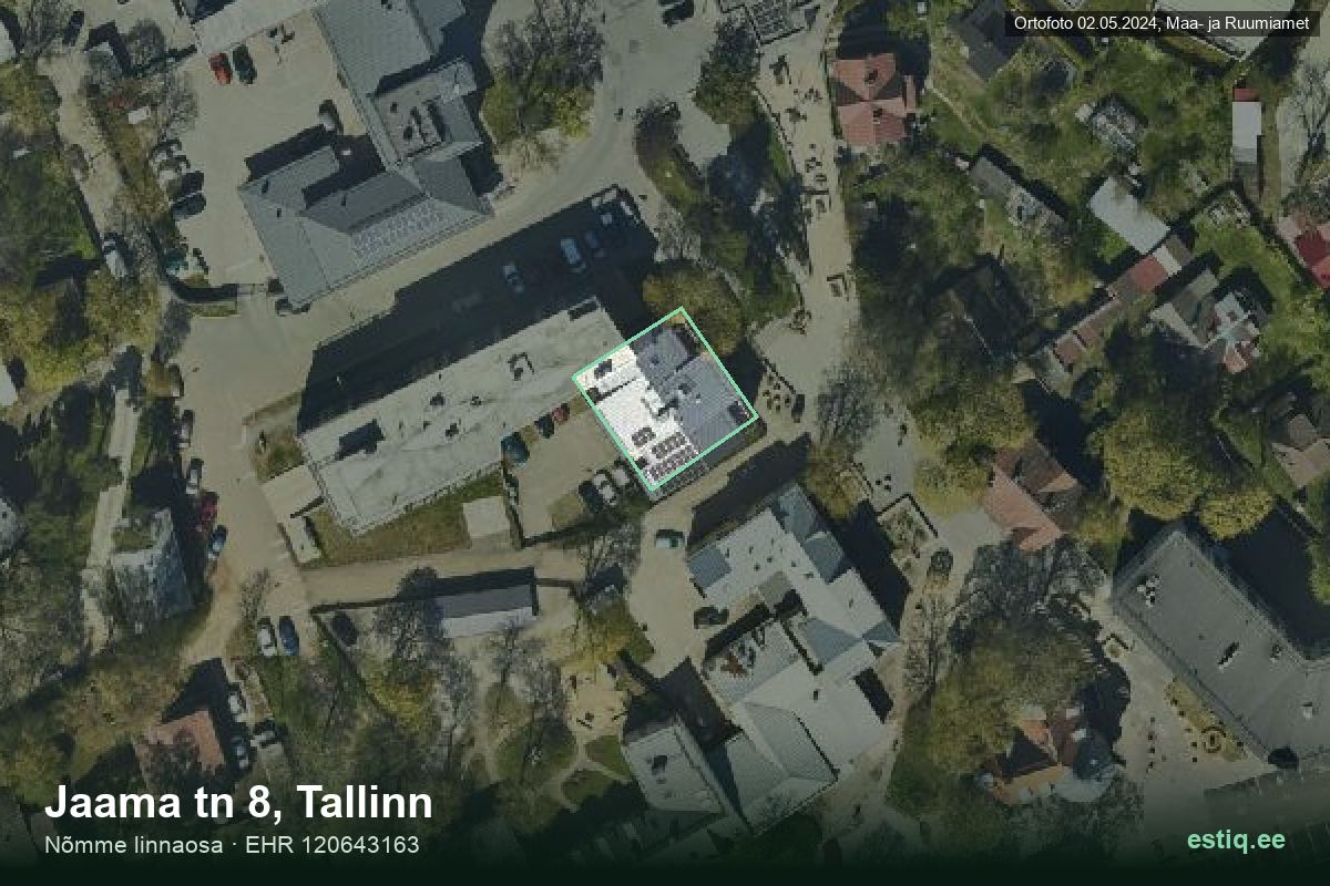 Jaama tänav 8, Tallinn – hoone aerofoto, kontuur ehitisregistri (EHR) andmetest