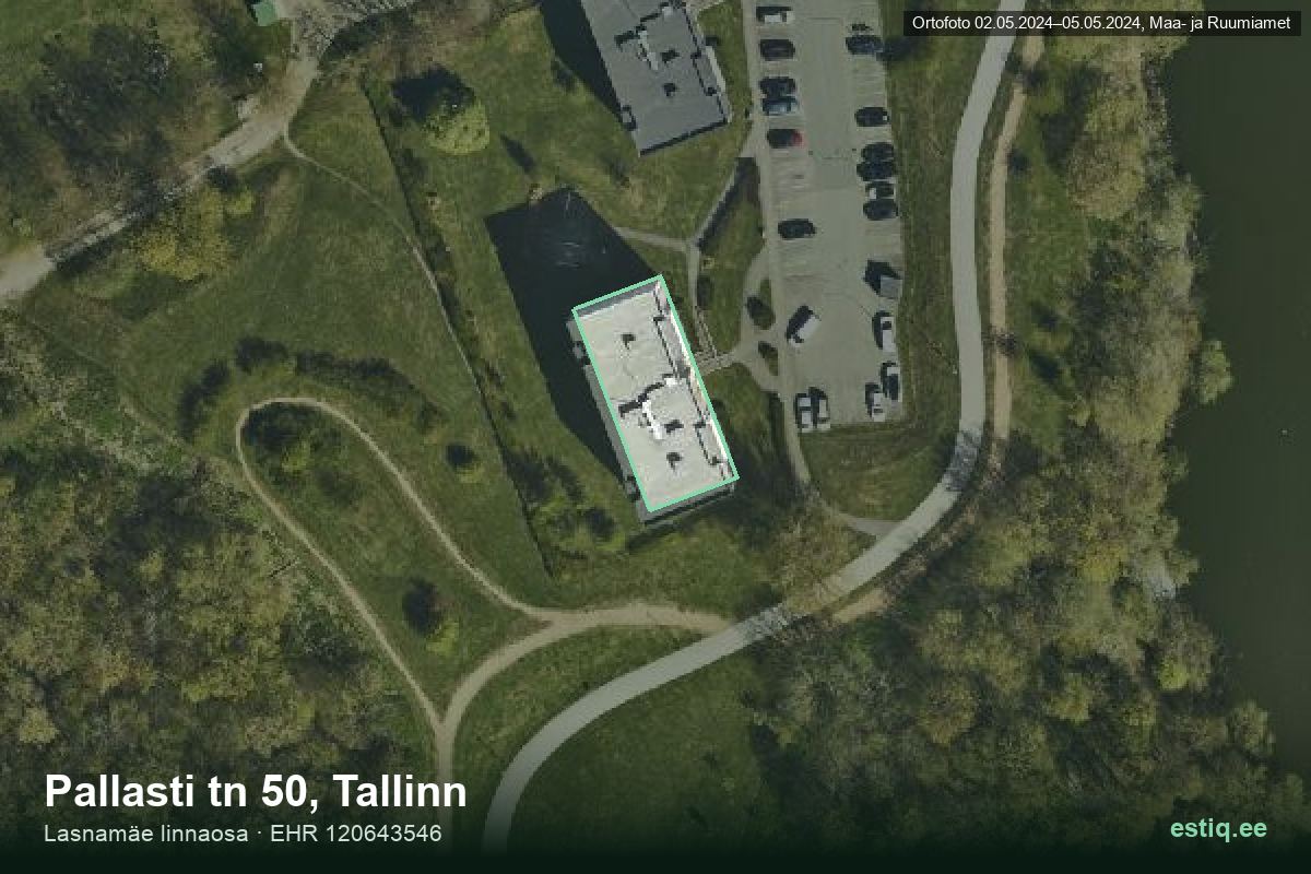 Pallasti tänav 50, Tallinn – ilmakuva rakennuksesta, ääriviiva rakennusrekisteristä (EHR)