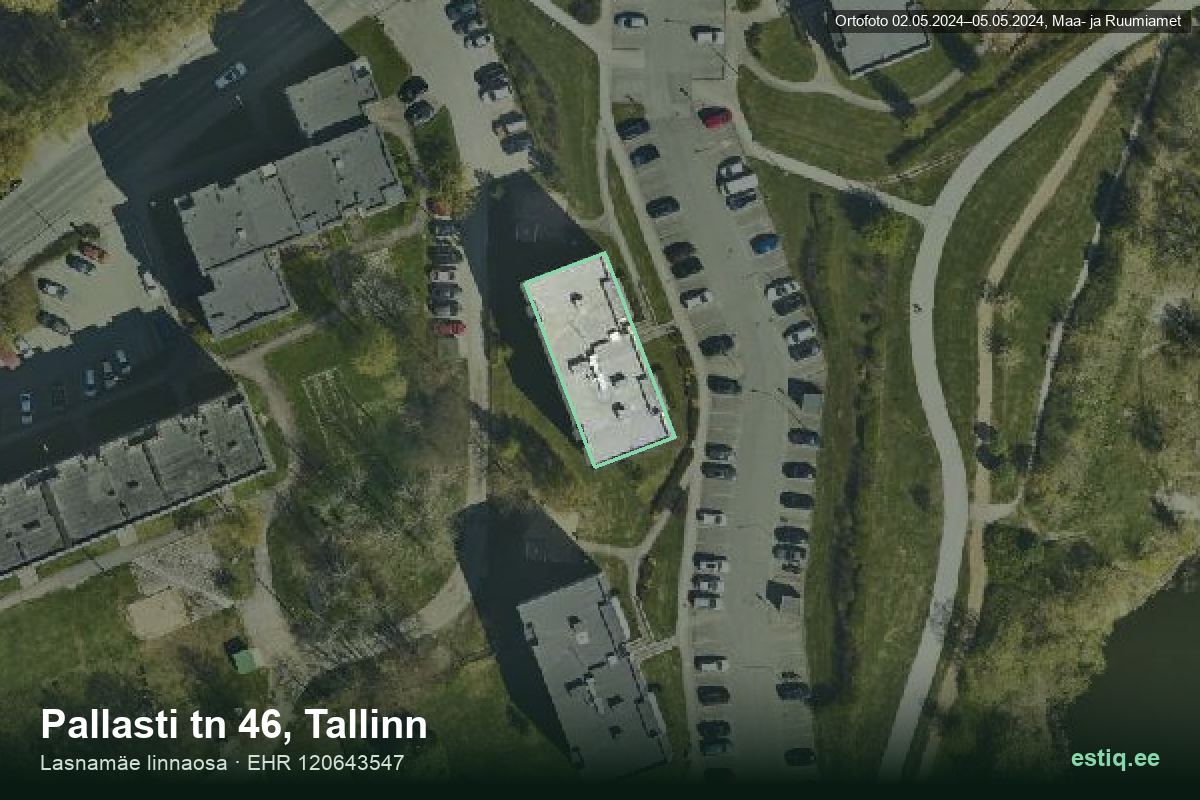 Pallasti tänav 46, Tallinn – hoone aerofoto, kontuur ehitisregistri (EHR) andmetest