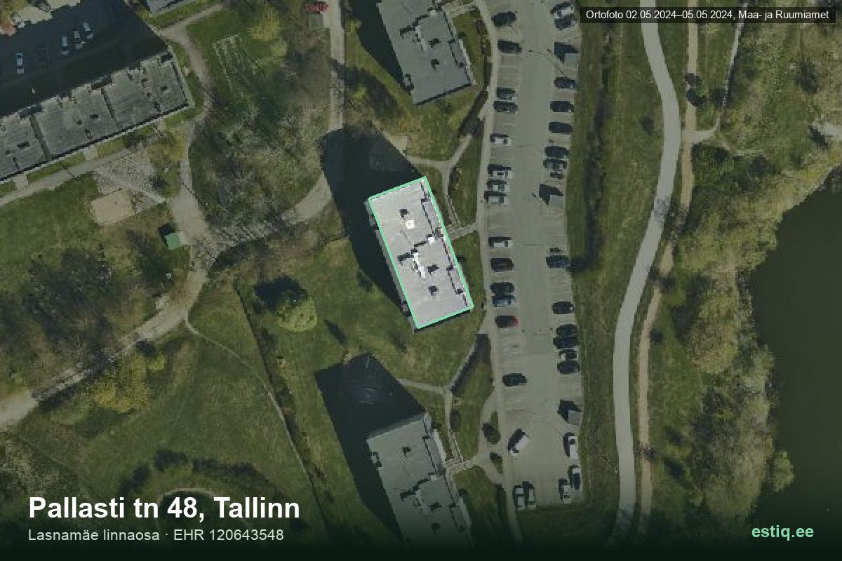 Pallasti tänav 48, Tallinn – hoone aerofoto, kontuur ehitisregistri (EHR) andmetest