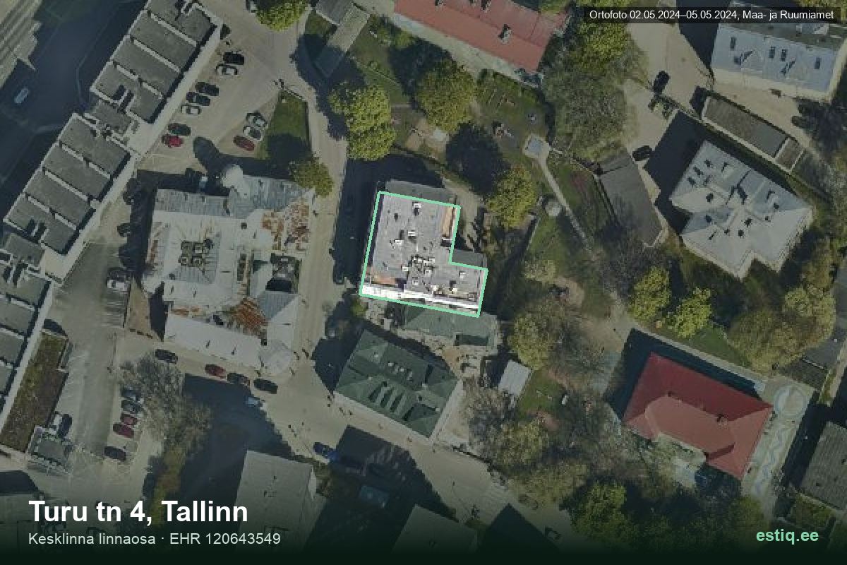 Turu tänav 4, Tallinn – aerial photo of the building, outline from the Building Register (EHR)