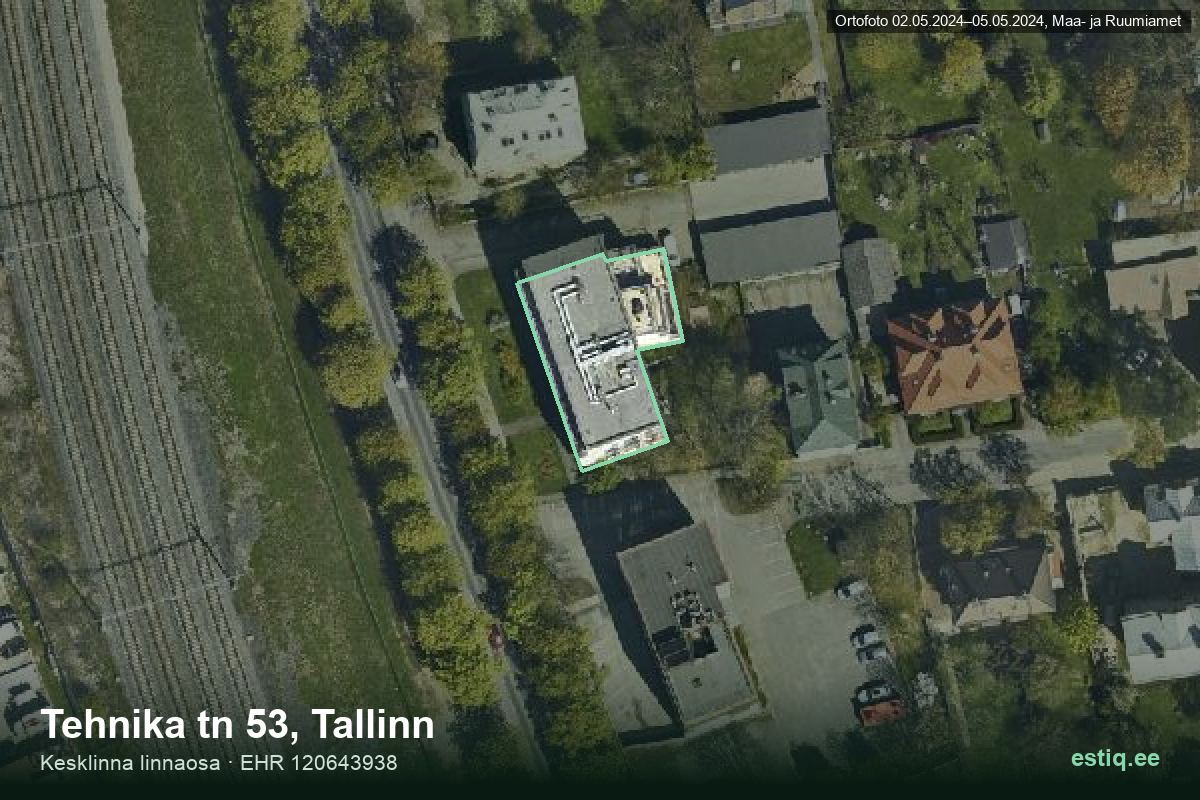 Tehnika tänav 53, Tallinn – aerial photo of the building, outline from the Building Register (EHR)