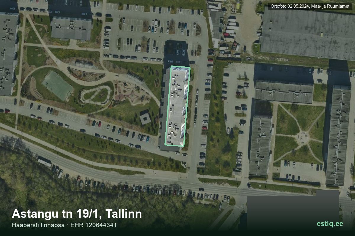 Astangu tänav 19/1, Tallinn – hoone aerofoto, kontuur ehitisregistri (EHR) andmetest