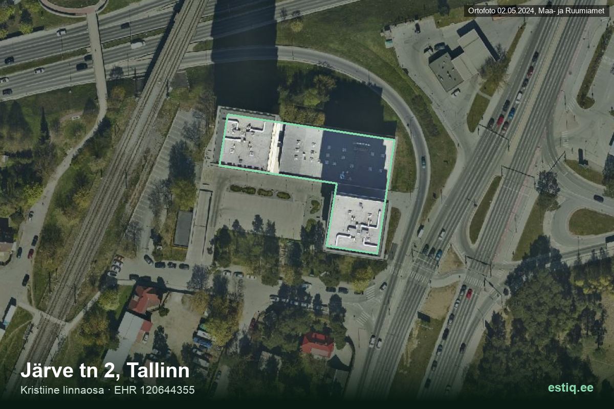 Järve tänav 2, Tallinn – hoone aerofoto, kontuur ehitisregistri (EHR) andmetest