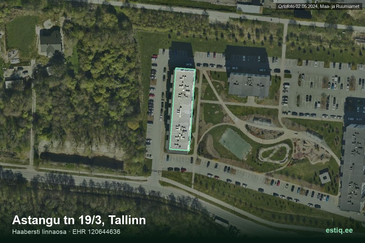 Astangu tänav 19/3, Tallinn – hoone aerofoto, kontuur ehitisregistri (EHR) andmetest