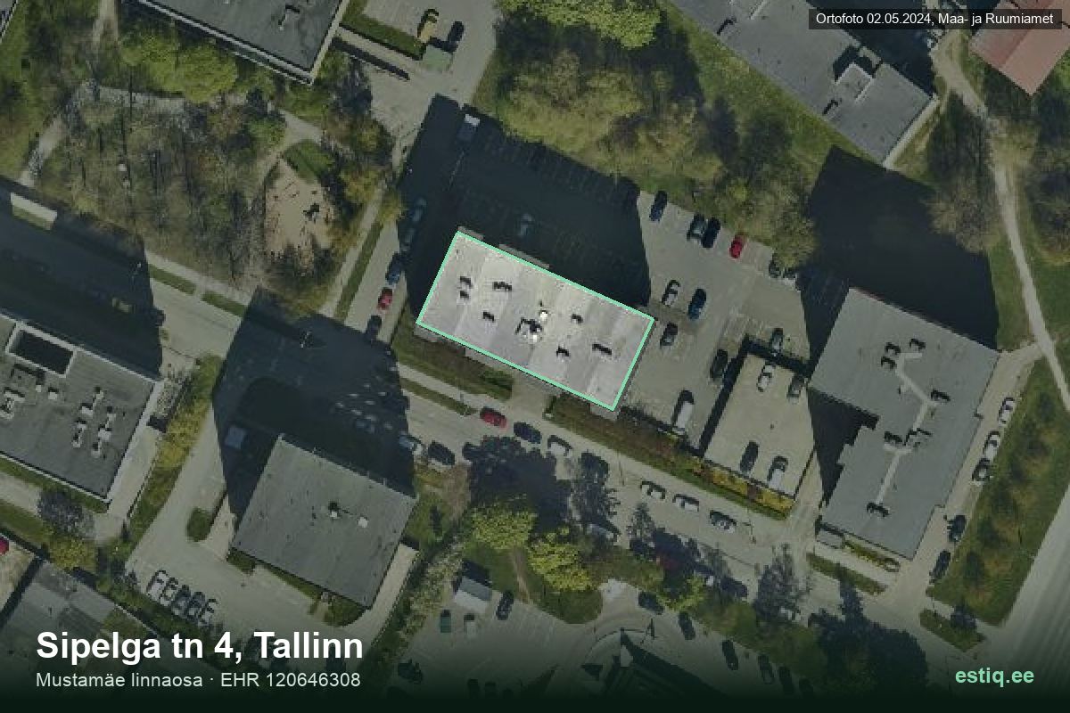Sipelga tänav 4, Tallinn – ilmakuva rakennuksesta, ääriviiva rakennusrekisteristä (EHR)