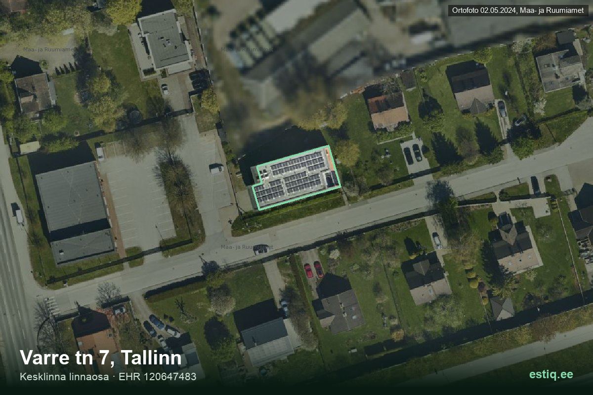 Varre tänav 7, Tallinn – аэрофото дома, контур по данным регистра строений (EHR)
