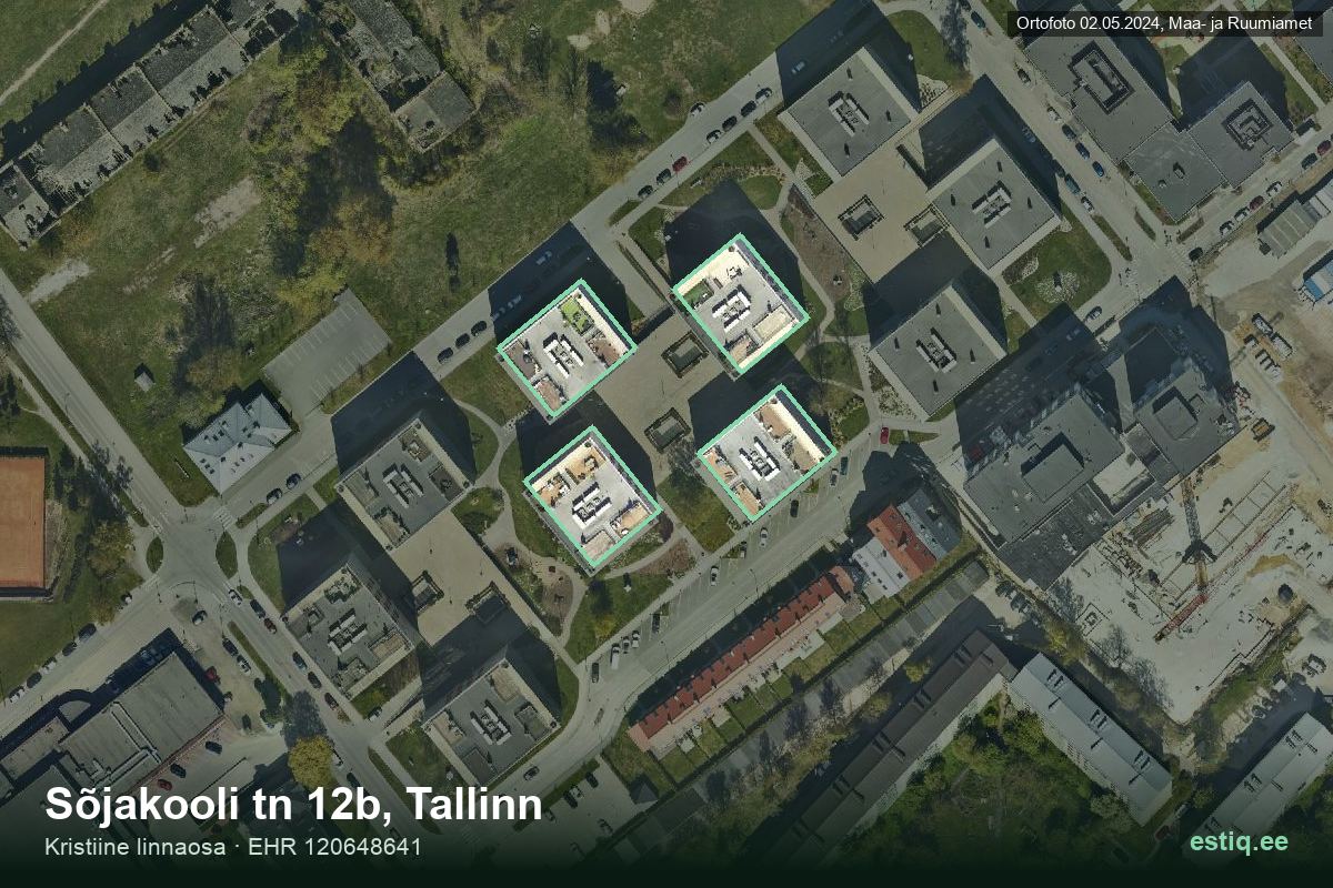 Sõjakooli tänav 12c, Tallinn – hoone aerofoto, kontuur ehitisregistri (EHR) andmetest