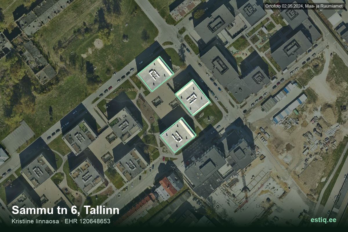 Sammu tänav 6a, Tallinn – hoone aerofoto, kontuur ehitisregistri (EHR) andmetest