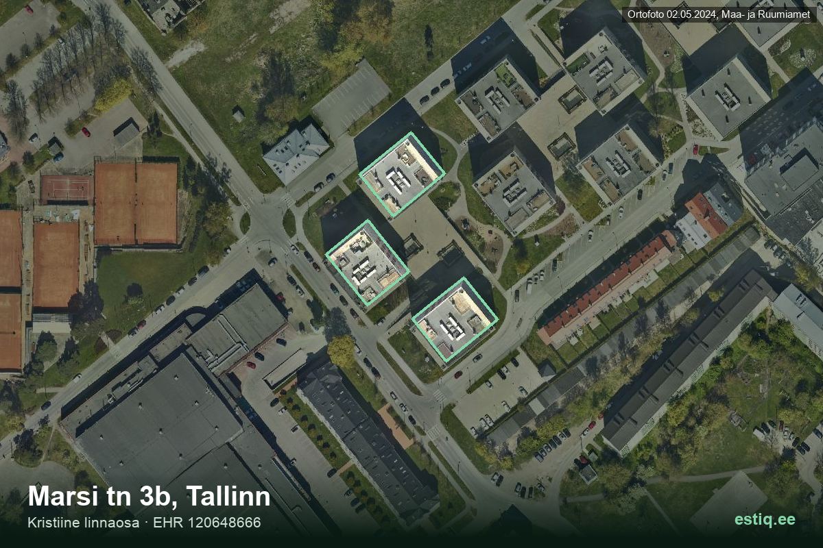 Marsi tänav 3, Tallinn – hoone aerofoto, kontuur ehitisregistri (EHR) andmetest