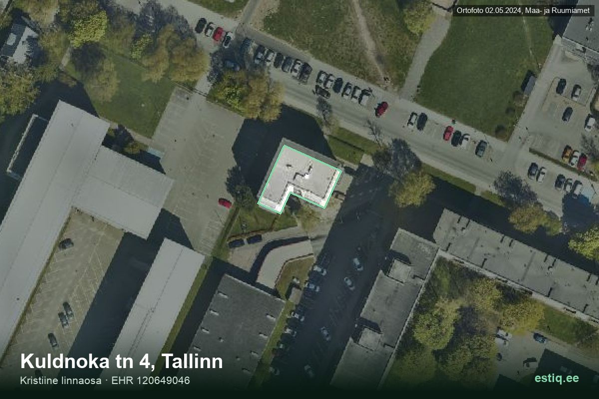 Kuldnoka tänav 4, Tallinn – ilmakuva rakennuksesta, ääriviiva rakennusrekisteristä (EHR)