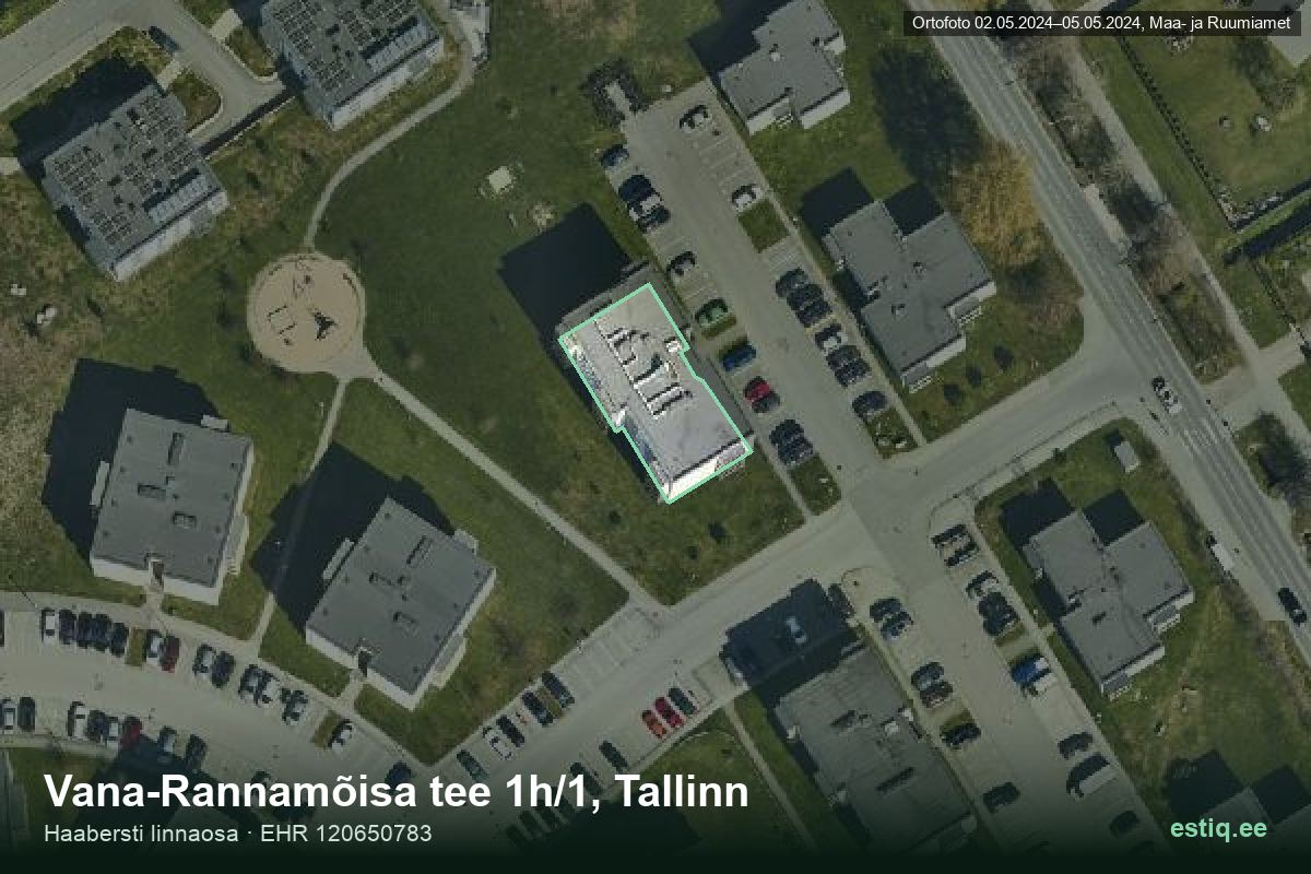 Vana-Rannamõisa tee 1h/1, Tallinn – аэрофото дома, контур по данным регистра строений (EHR)