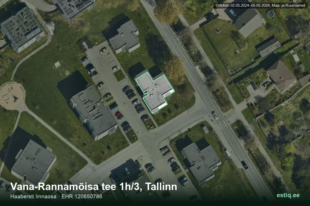 Vana-Rannamõisa tee 1h/3, Tallinn – hoone aerofoto, kontuur ehitisregistri (EHR) andmetest