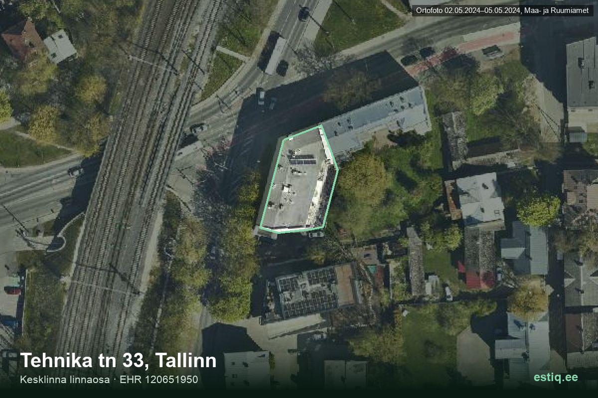 Tehnika tänav 33, Tallinn – aerial photo of the building, outline from the Building Register (EHR)
