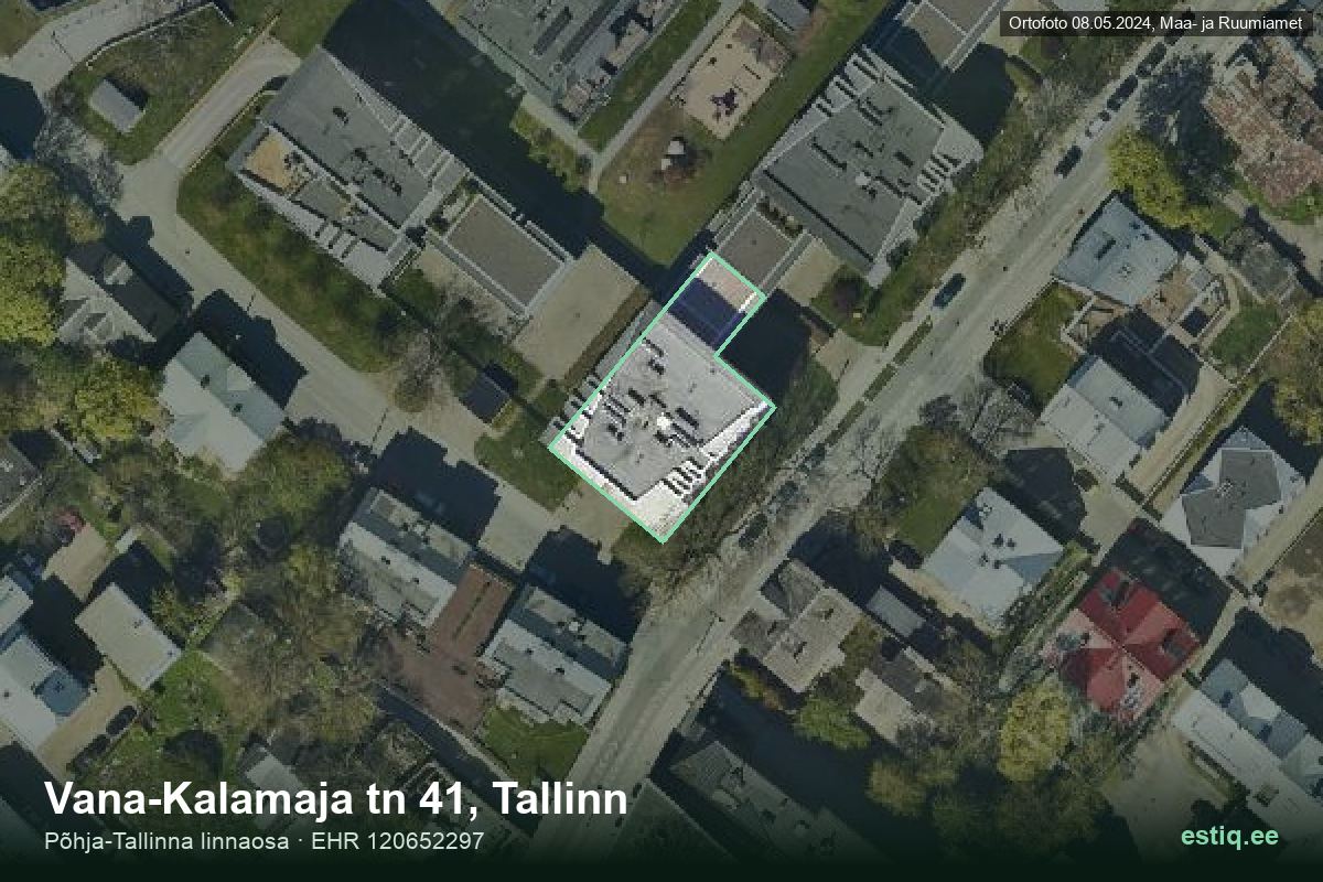 Vana-Kalamaja tänav 41, Tallinn – hoone aerofoto, kontuur ehitisregistri (EHR) andmetest