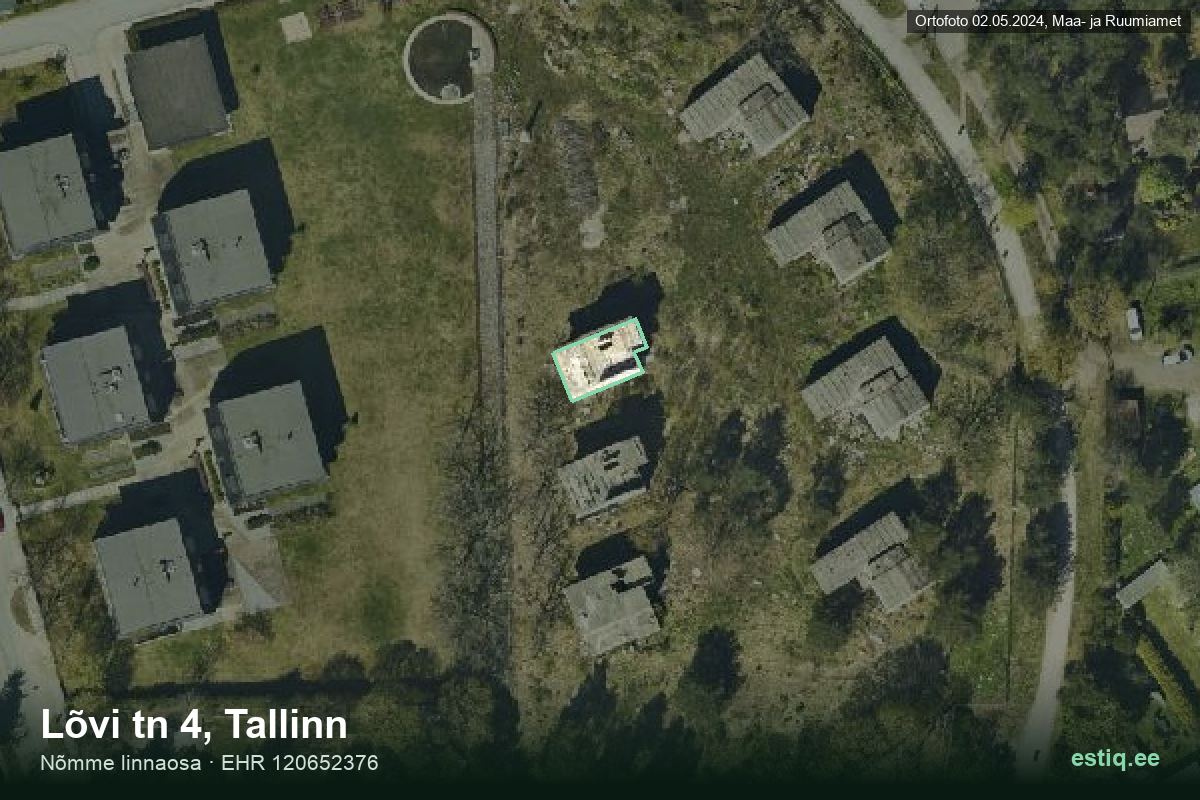 Lõvi tänav 4, Tallinn – aerial photo of the building, outline from the Building Register (EHR)
