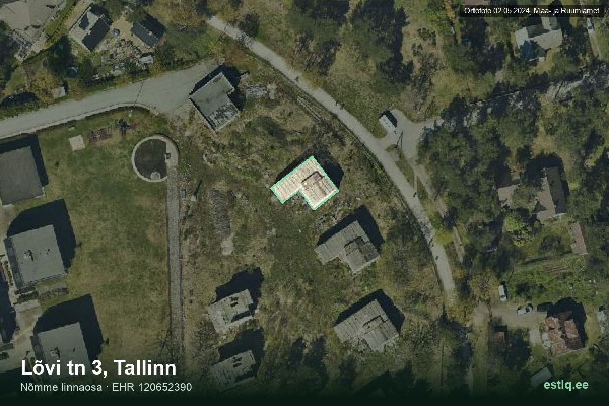 Lõvi tänav 3, Tallinn – aerial photo of the building, outline from the Building Register (EHR)