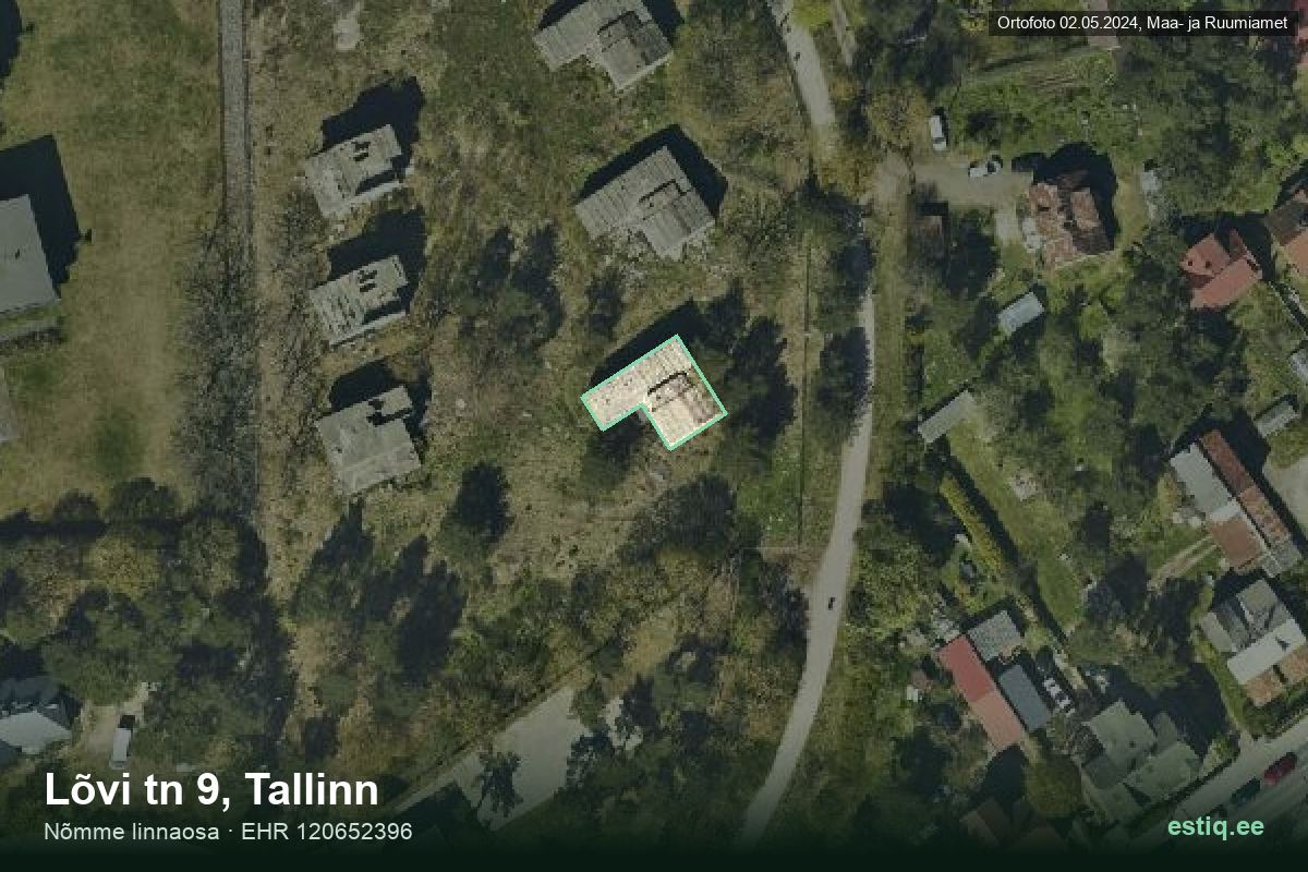 Lõvi tänav 9, Tallinn – ilmakuva rakennuksesta, ääriviiva rakennusrekisteristä (EHR)