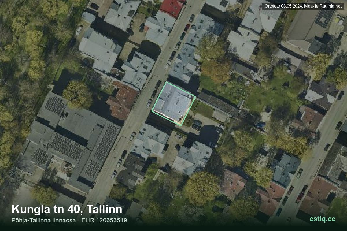 Kungla tänav 40, Tallinn – hoone aerofoto, kontuur ehitisregistri (EHR) andmetest