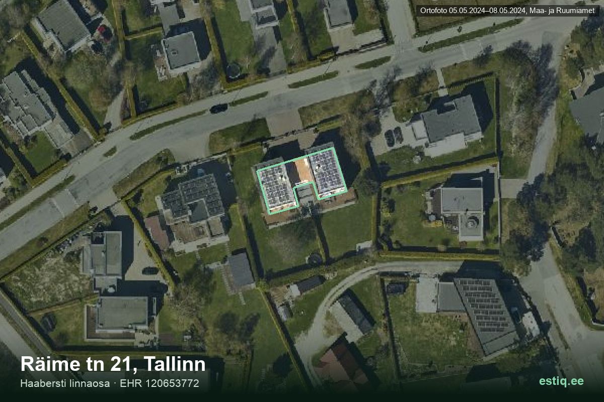 Räime tänav 21, Tallinn – hoone aerofoto, kontuur ehitisregistri (EHR) andmetest
