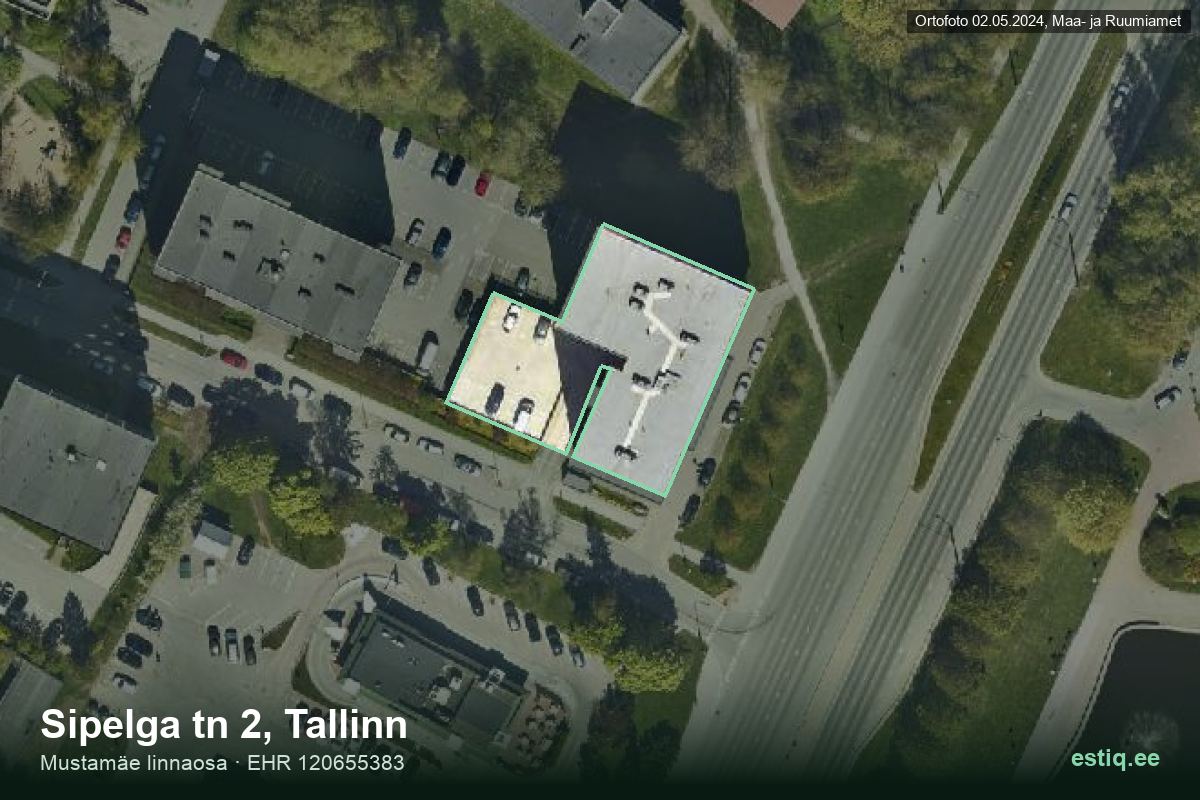 Sipelga tänav 2, Tallinn – ilmakuva rakennuksesta, ääriviiva rakennusrekisteristä (EHR)