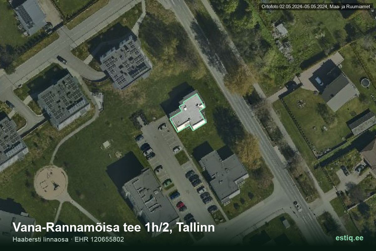Vana-Rannamõisa tee 1h/2, Tallinn – аэрофото дома, контур по данным регистра строений (EHR)