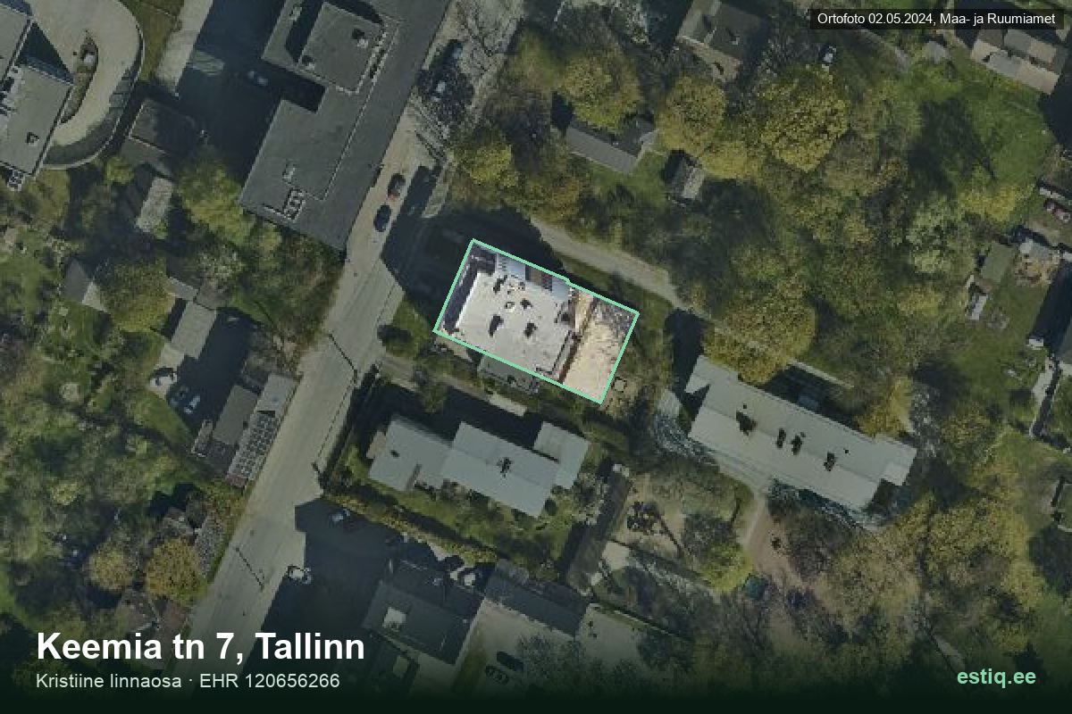 Keemia tänav 7, Tallinn – hoone aerofoto, kontuur ehitisregistri (EHR) andmetest