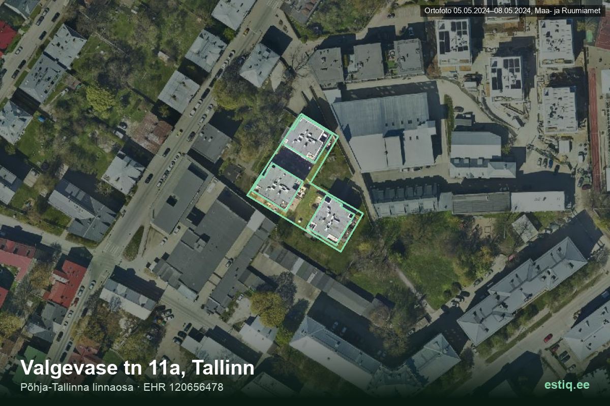 Valgevase tänav 11a, Tallinn – ilmakuva rakennuksesta, ääriviiva rakennusrekisteristä (EHR)