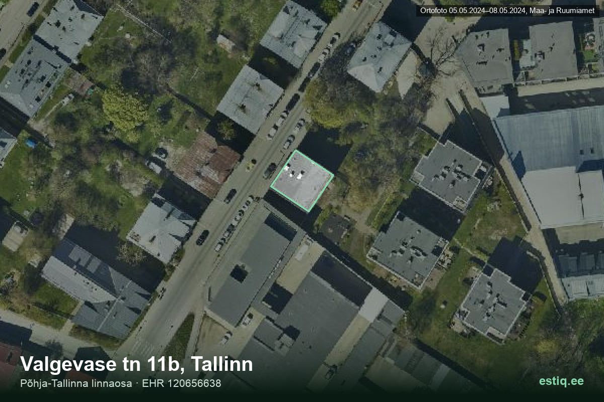 Valgevase tänav 11b, Tallinn – ilmakuva rakennuksesta, ääriviiva rakennusrekisteristä (EHR)
