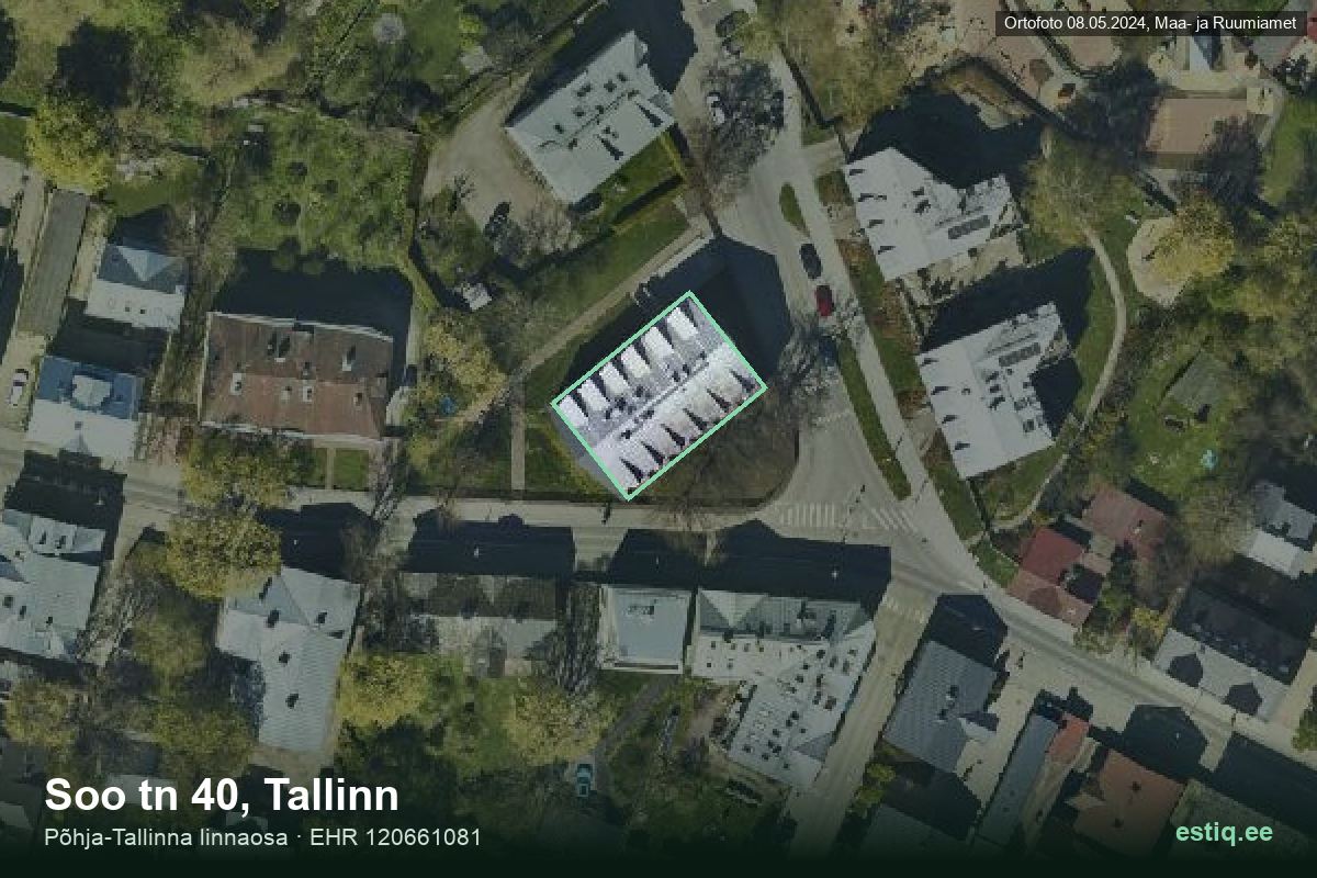 Soo tänav 40, Tallinn – ilmakuva rakennuksesta, ääriviiva rakennusrekisteristä (EHR)