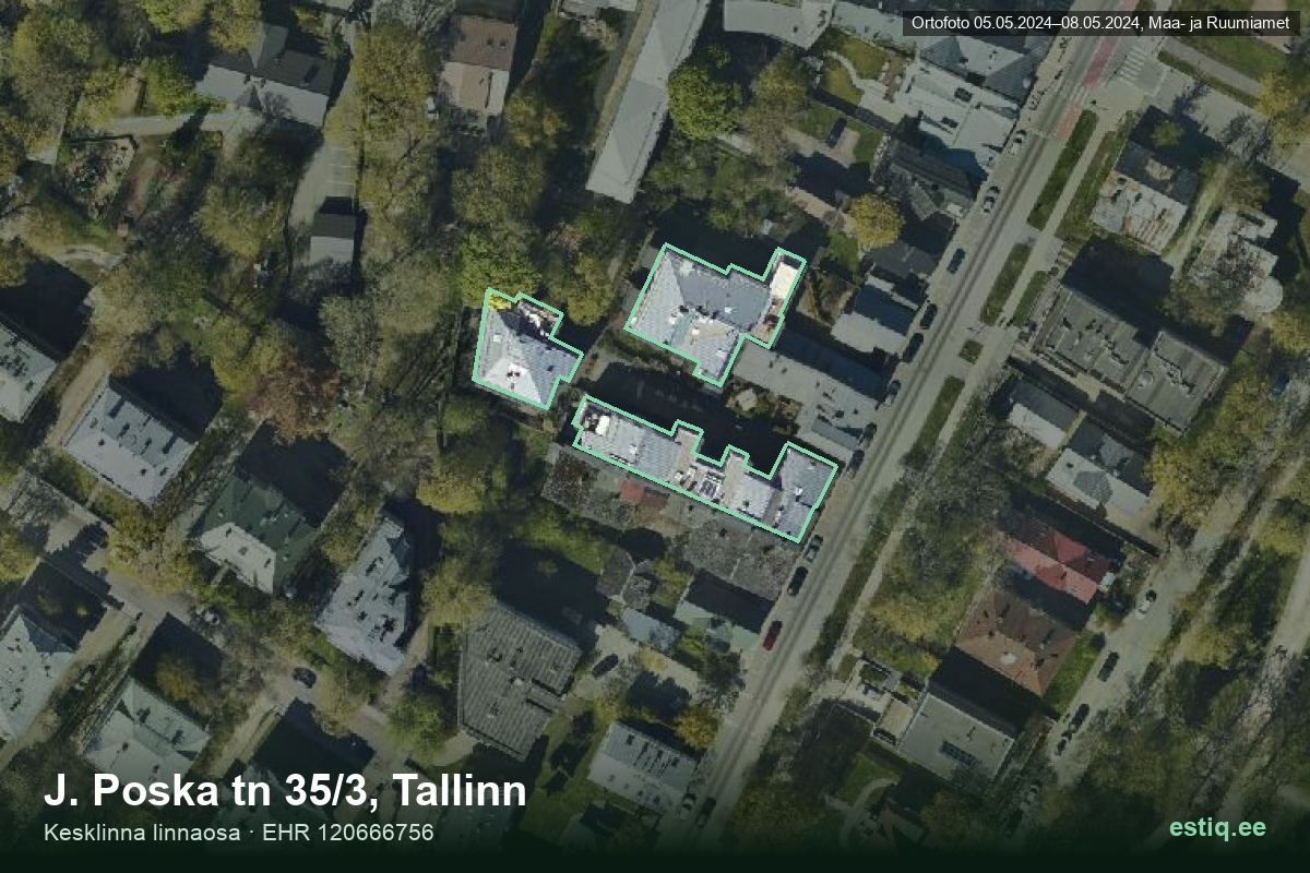 Jaan Poska 31/2, Tallinn – hoone aerofoto, kontuur ehitisregistri (EHR) andmetest