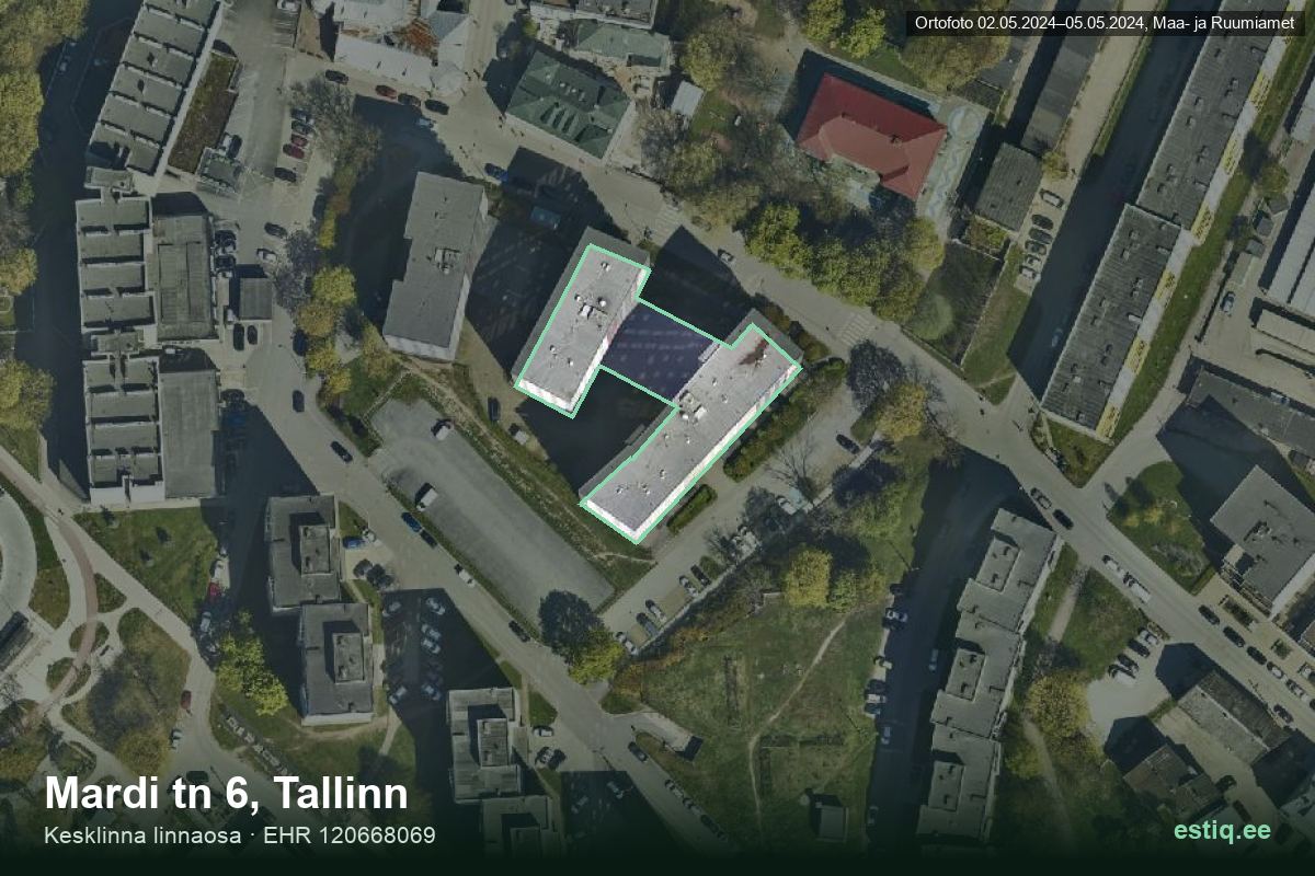 Mardi tänav 6, Tallinn – aerial photo of the building, outline from the Building Register (EHR)