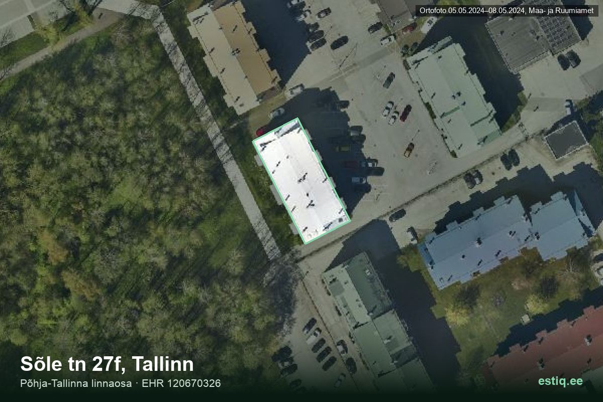 Sõle tänav 27f, Tallinn – hoone aerofoto, kontuur ehitisregistri (EHR) andmetest