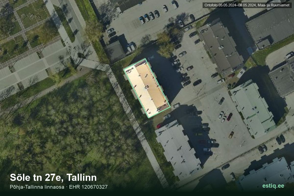 Sõle tänav 27e, Tallinn – hoone aerofoto, kontuur ehitisregistri (EHR) andmetest