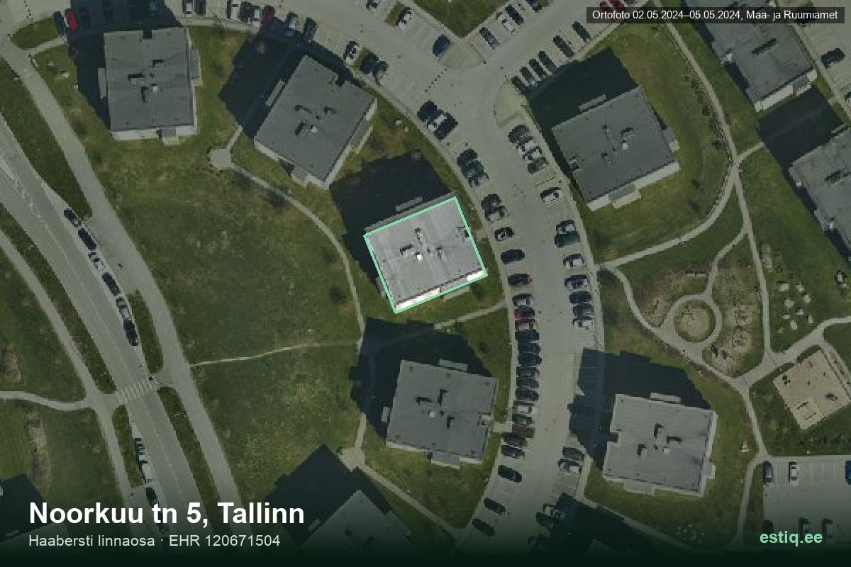 Noorkuu tänav 5, Tallinn – аэрофото дома, контур по данным регистра строений (EHR)