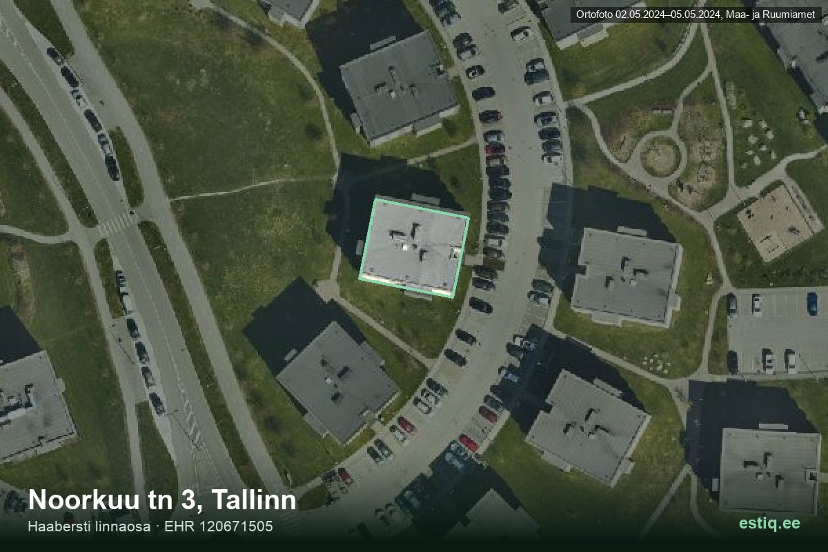 Noorkuu tänav 3, Tallinn – аэрофото дома, контур по данным регистра строений (EHR)