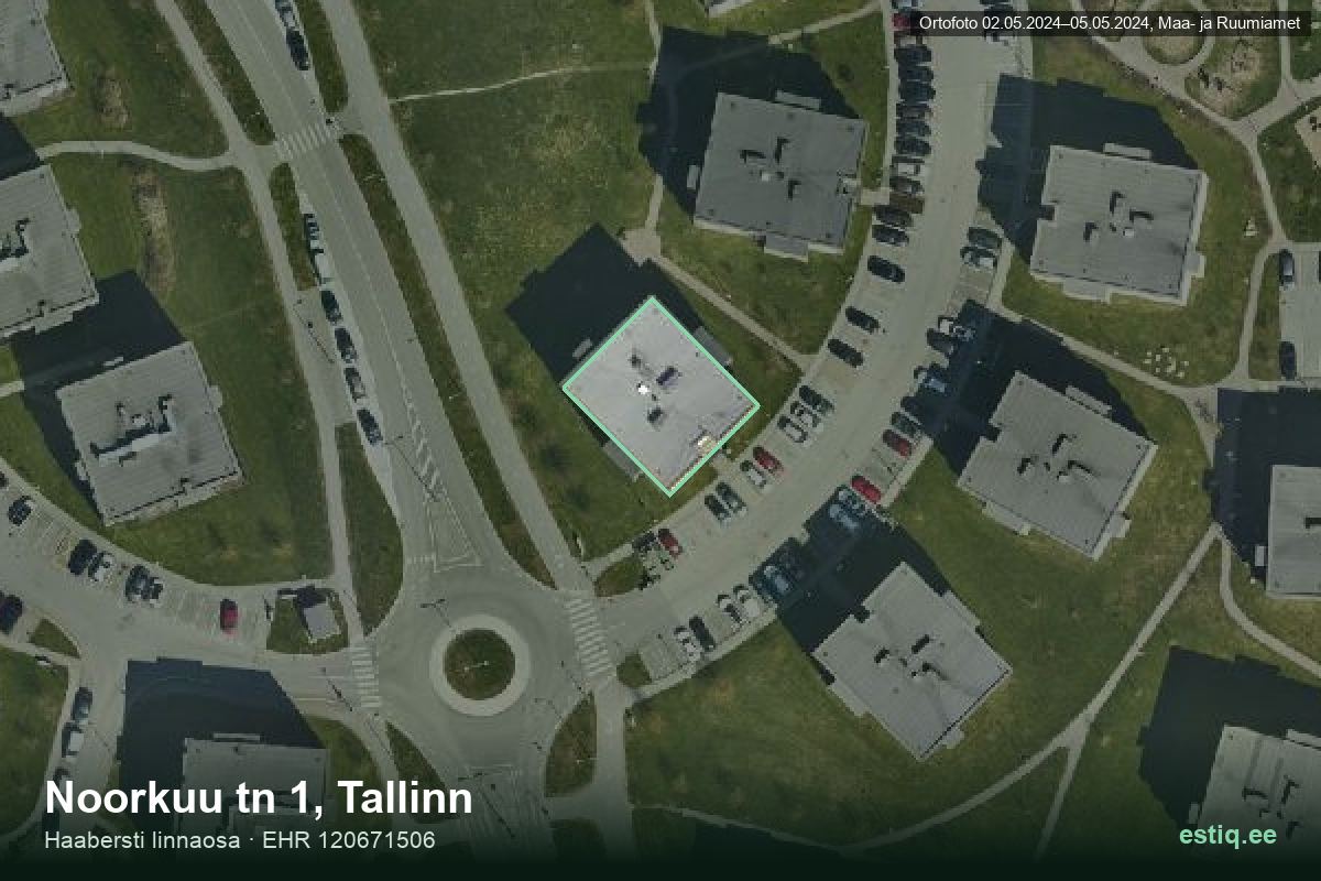 Noorkuu tänav 1, Tallinn – aerial photo of the building, outline from the Building Register (EHR)