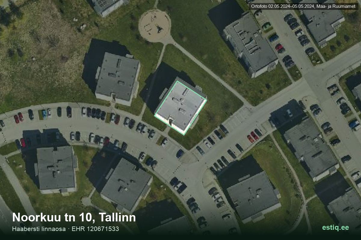 Noorkuu tänav 10, Tallinn – aerial photo of the building, outline from the Building Register (EHR)